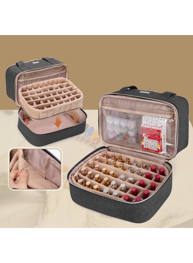 BAFASO Nail Polish Storage Holds 40 Bottles (15Ml 0.5 Fl.Oz) And A Nail Lamp Nail Polish Carrying Case With Manicure Tools Sections (Bag Only) Black  - Image 4