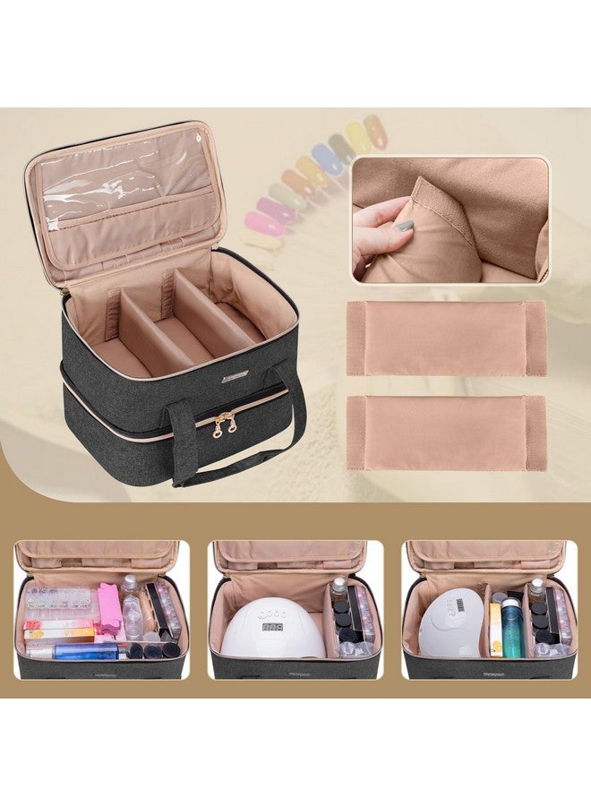 BAFASO Nail Polish Storage Holds 40 Bottles (15Ml 0.5 Fl.Oz) And A Nail Lamp Nail Polish Carrying Case With Manicure Tools Sections (Bag Only) Black  - Image 3