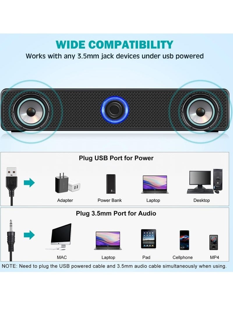 Speakers Usb-Powered Wired Bluetooth Stereo Desktop Speakers For Laptops Tablets  - Image 4