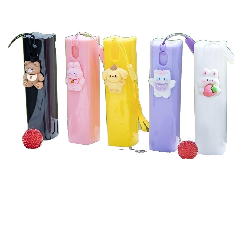 Hand Sanitizer Bottle - 10ml Cute Mini Spray Atomizer for Travel, Refillable with Funnels and Droppers, Comes with a Colorful Silicone Case and Hanging Rope (5PCS) - Image 1