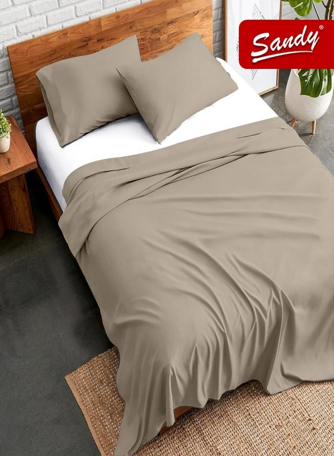 ساندي طقم شرشف سرير ساندي فاخر بجودة الفنادق مع أغطية وسادة، طقم من 3 قطع، شديد النعومة وجيد التهوية وبارد, مقاس دبل مفرد ونص 243 × 205 سم, موكا - Image 1
