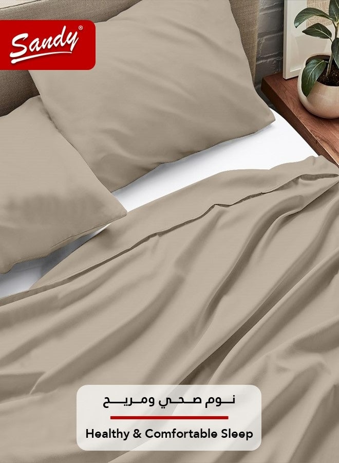 ساندي طقم شرشف سرير ساندي فاخر بجودة الفنادق مع أغطية وسادة، طقم من 3 قطع، شديد النعومة وجيد التهوية وبارد, مقاس دبل مفرد ونص 243 × 205 سم, موكا - Image 5