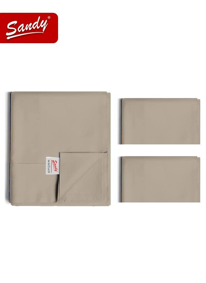 Sandy Sandy Premium Hotel Quality Flat Sheet and Pillow Cases, Bed Sheet 3 Pieces Set, Soft & Breathable and Cooling, Full Size 243 x 205 cm, Mocha  - Image 2