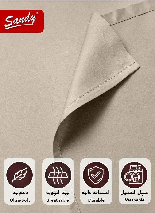 Sandy Premium Hotel Quality Flat Sheet and Pillow Cases, Bed Sheet 3 Pieces Set, Soft & Breathable and Cooling, Full Size 243 x 205 cm, Mocha