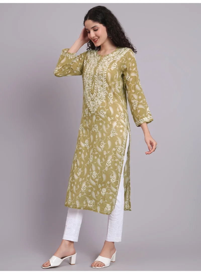 Alaya Hand Embroidered Chikankari Mulmul Cotton Kurta-AL4072