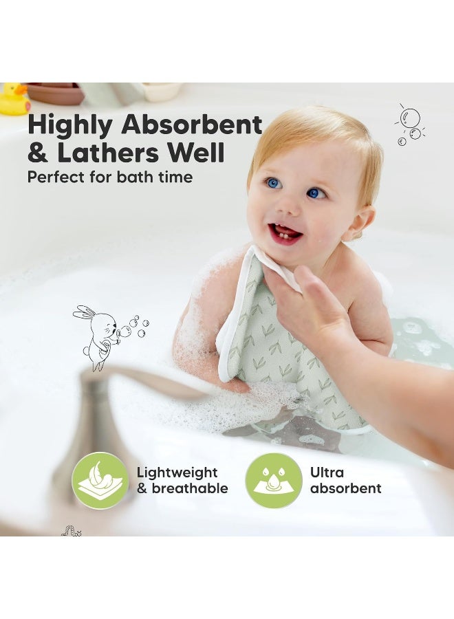 KeaBabies 6-Pack Cotton Baby Washcloths for Newborn - Organic Cotton Muslin Soft Wash Cloths for Babies, Infant, Kids, Toddler Towels for Boy, Girl, Super Absorbent Face Cloths, Scratch-Free Baby Rags (Fleur) - Image 4