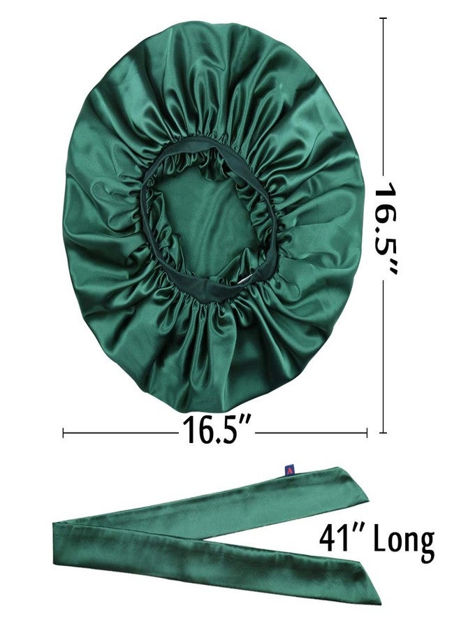 Alnorm Double Layered Satin Bonnet Oversized Sleep Cap for Hair Loss Women Green - Image 3