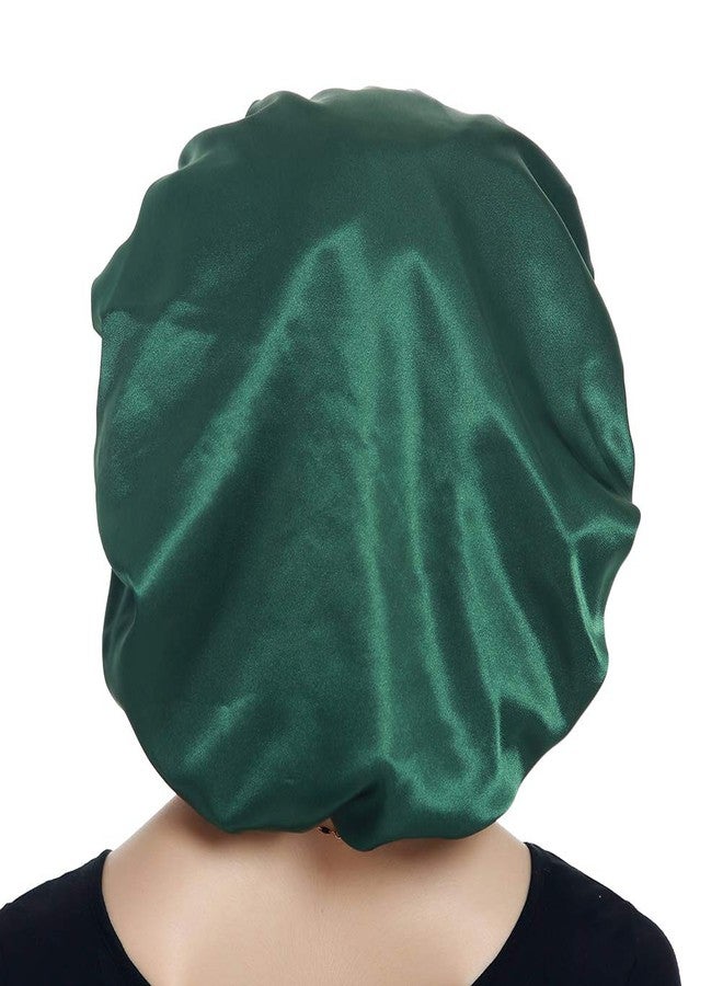 Alnorm Double Layered Satin Bonnet Oversized Sleep Cap for Hair Loss Women Green - Image 4