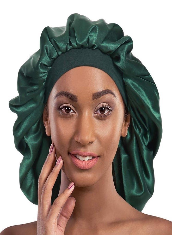 Alnorm Double Layered Satin Bonnet Oversized Sleep Cap for Hair Loss Women Green - Image 5