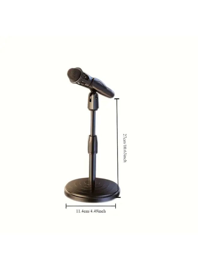 Adjustable Black Microphone Stand Portable Mini Tripod With Clamp For Studio Recording - Image 2