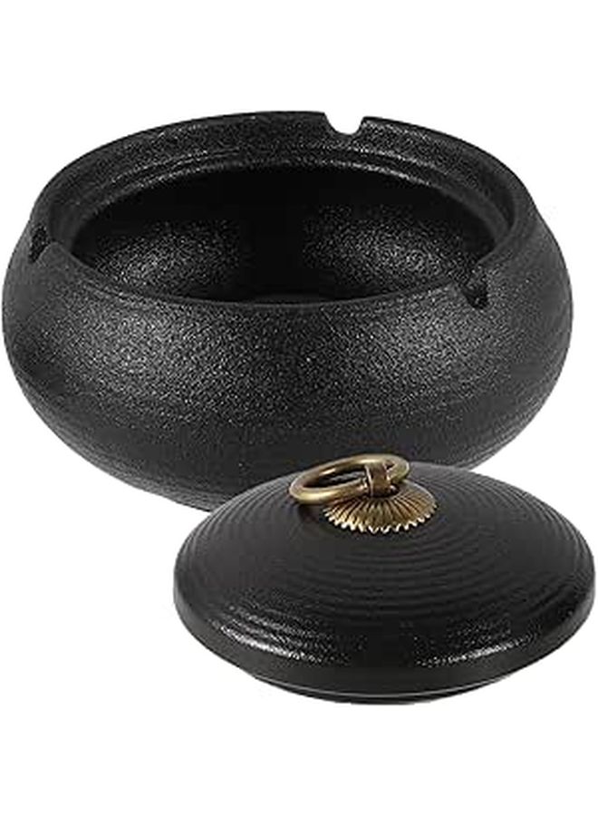 Ceramic Ashtray With Lid Windproof Smoke Resistant Decorative Indoor Outdoor Patio Home Office Portable Mini Ashtray For Smokers - Image 1