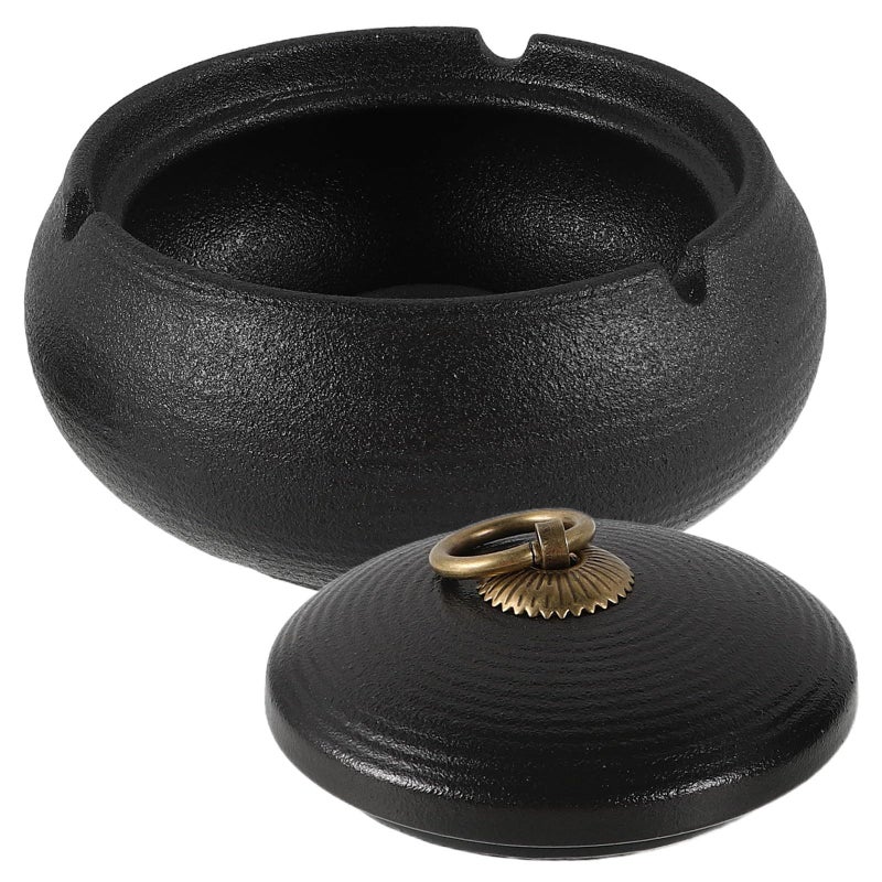 Ceramic Ashtray With Lid Windproof Smoke Resistant Decorative Indoor Outdoor Patio Home Office Portable Mini Ashtray For Smokers - Image 2