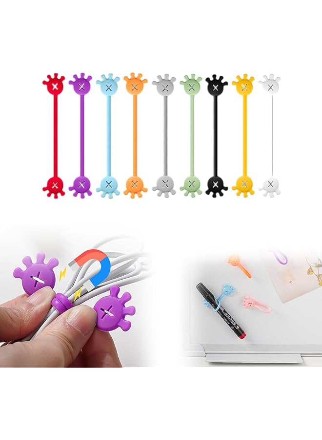 erorex 10Pcs Magnetic Cable Ties Magnetic Cable Ties Made Of Silicone Reusable Magnetic Cable Organiser 12 Cm Silicone Magnetic Cable Ties For Headphone Cable Usb Charging Cable Pens Organizing - Image 1