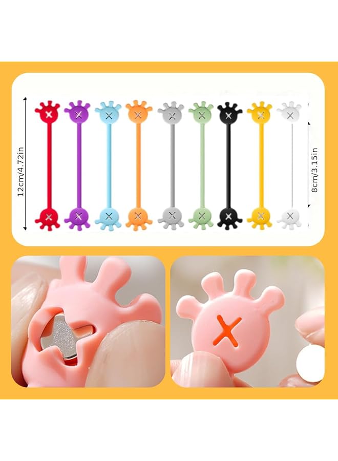 erorex 10Pcs Magnetic Cable Ties Magnetic Cable Ties Made Of Silicone Reusable Magnetic Cable Organiser 12 Cm Silicone Magnetic Cable Ties For Headphone Cable Usb Charging Cable Pens Organizing - Image 2