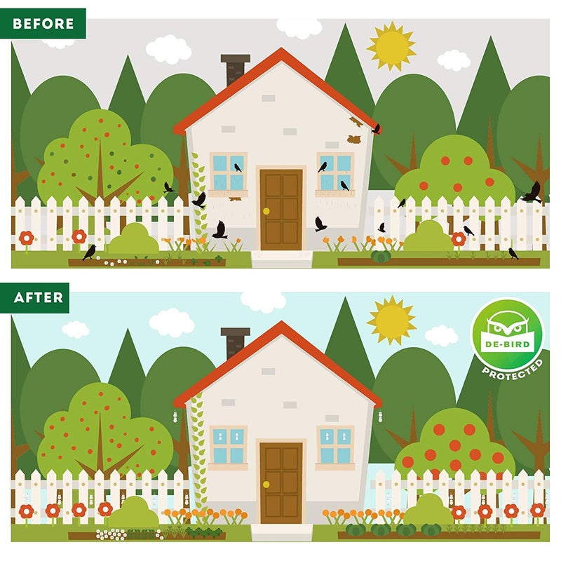 DE-BIRD Reflective Bird Repellent Scare Owl, Easy to Install Decorative Reflective Bird Deterrents for Outside to Scare Birds Away from Porch, 8-Pack - Image 2