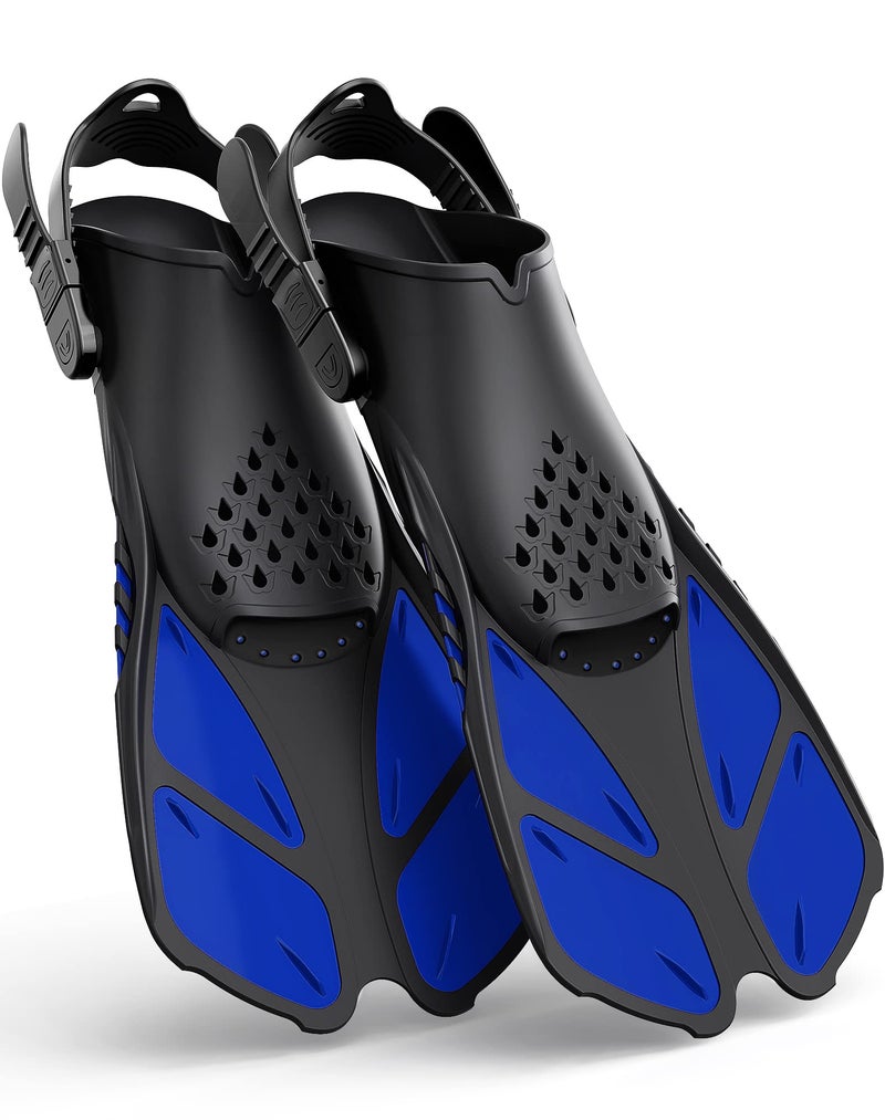 Greatever Snorkel Fins Adjustable Buckles Open Heel Swim Flippers Travel Size Short Swim Fins for Snorkeling Diving Swimming Adult Men Womens - Image 1