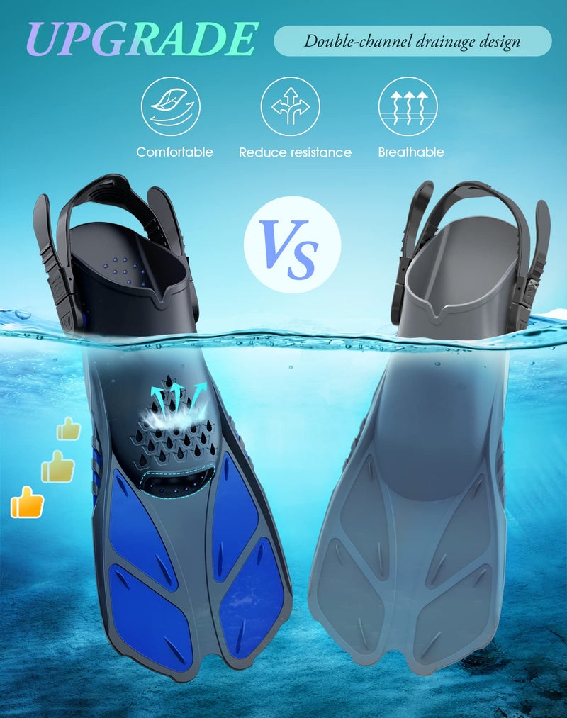 Greatever Snorkel Fins Adjustable Buckles Open Heel Swim Flippers Travel Size Short Swim Fins for Snorkeling Diving Swimming Adult Men Womens - Image 3