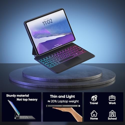 doqo Keyboard case for iPad Air 11(M2/M3) 2024 2025,Air 5th,4th and iPad Pro 11(4th,3rd,2nd,1st Gen),Magic Keyboard case with trackpad for iPad Pro 11,iPad Air 11,4,5th Gen Slim Wireless Backlit Black - Image 4