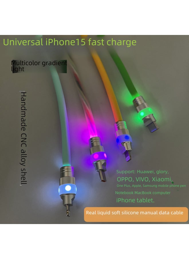 Generic - Liquid Silicone Magic Color Luminous Head Data Cable 120W Fast Charging Cable For Huawei For Xiaomi OPPO For Iphone 15 Mobile Phone-Color:0.5 M [USB To For Iphone 12w]]-Model:Transparent Silicone Magic Color Gradient Hair Light [Firefly Shell]] - Image 1