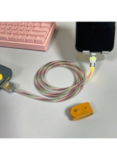 Liquid Silicone Magic Color Luminous Head Data Cable 120W Fast Charging Cable For Huawei For Xiaomi OPPO For Iphone 15 Mobile Phone-Color:0.5 M [USB To For Iphone 12w]]-Model:Transparent Silicone Magic Color Gradient Hair Light [Firefly Shell]]