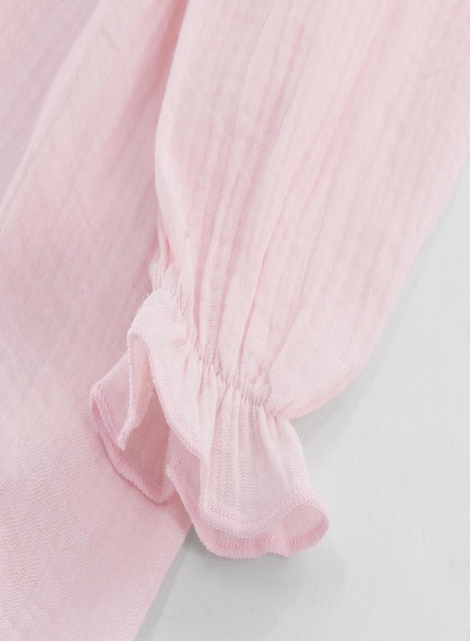 ACESTAR فستان طويل الأكمام مزين بالكرانيش للبنات الصغيرات من ACESTAR - فستان صيفي وربيعي للحفلات (وردي، 80/12-18M) - Image 5