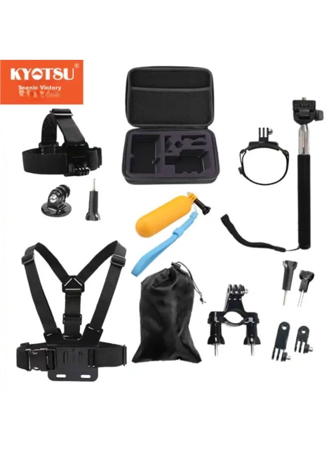 Kyotsu Jingsheng Gopro 13/12/11, Dji Action 5pro/4/3/2, And Other Action Camera Universal Accessory Kit Storage Bag, Selfie Stick, Buoyancy Rod, And 20-piece Set - Image 1