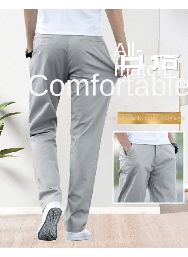 FOLUNSI Classic Versatile】men's Fashion Casual Pants - Straight-leg Dress Pants With Elastic Waist, Plus Size Trousers For Men - Image 1