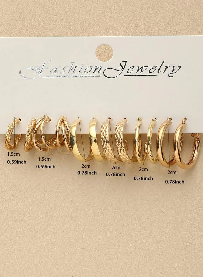 Take Two Take Two Set of 6 - Gold Tone Hoop Earrings