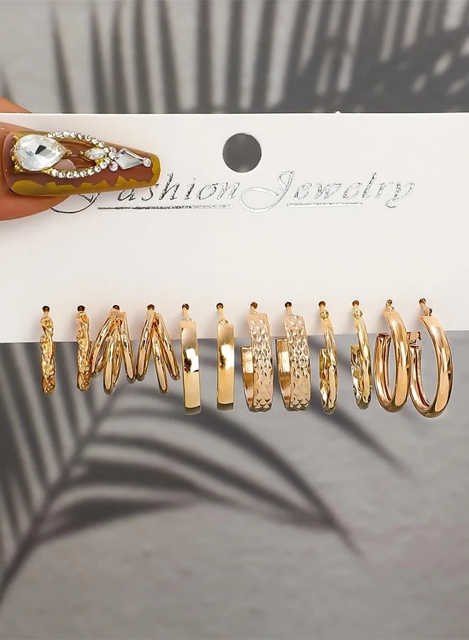 Take Two Take Two Set of 6 - Gold Tone Hoop Earrings