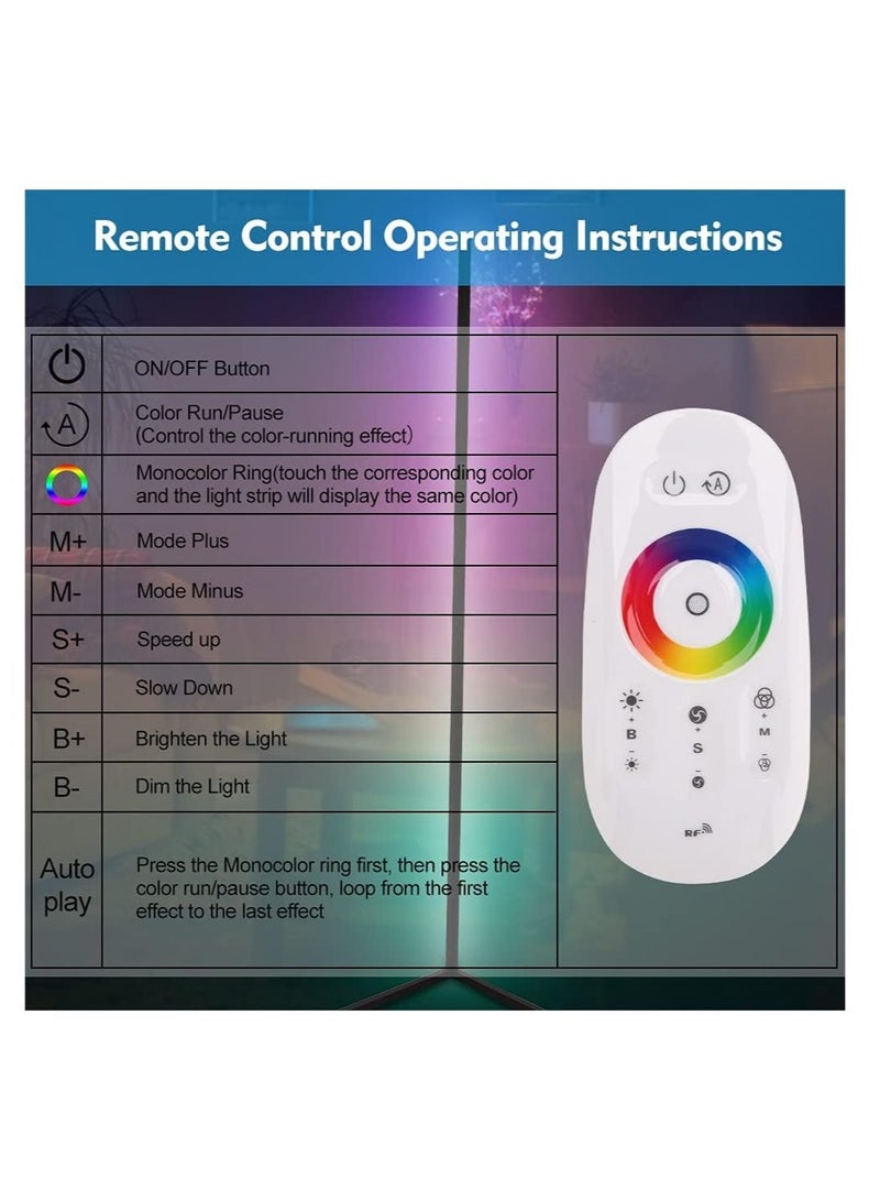 ELTRAZONE RGB Corner Floor Lamp, Color Changing Modern Lamps, 140CM Tall Standing Lamp with Remote Controller Metal Colorful Lamps for Living Room, Bed Room, Gaming Room, Black - Image 3