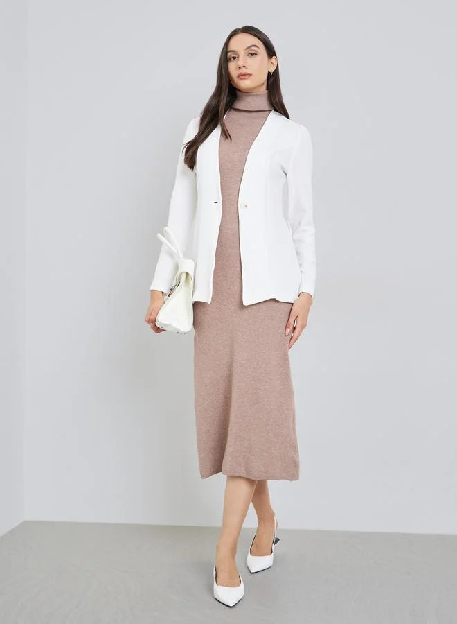 Take Two Solid Fitted Long Sleeve Blazer