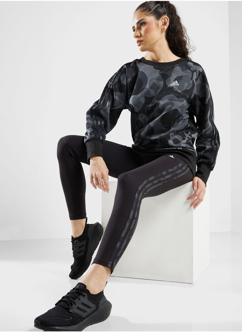 Adidas - Floral Graphic 3-Stripes Leggings - Image 1