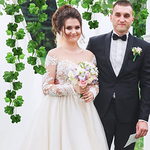 Hecaty 12 Strands 90 ft Artificial Fake Grape Vines with 3 Strings Grapes, Hanging Plant Large Leaves Garland for Wedding Party Store Home Indoor Outdoor Garden Christmas Decor - Image 4