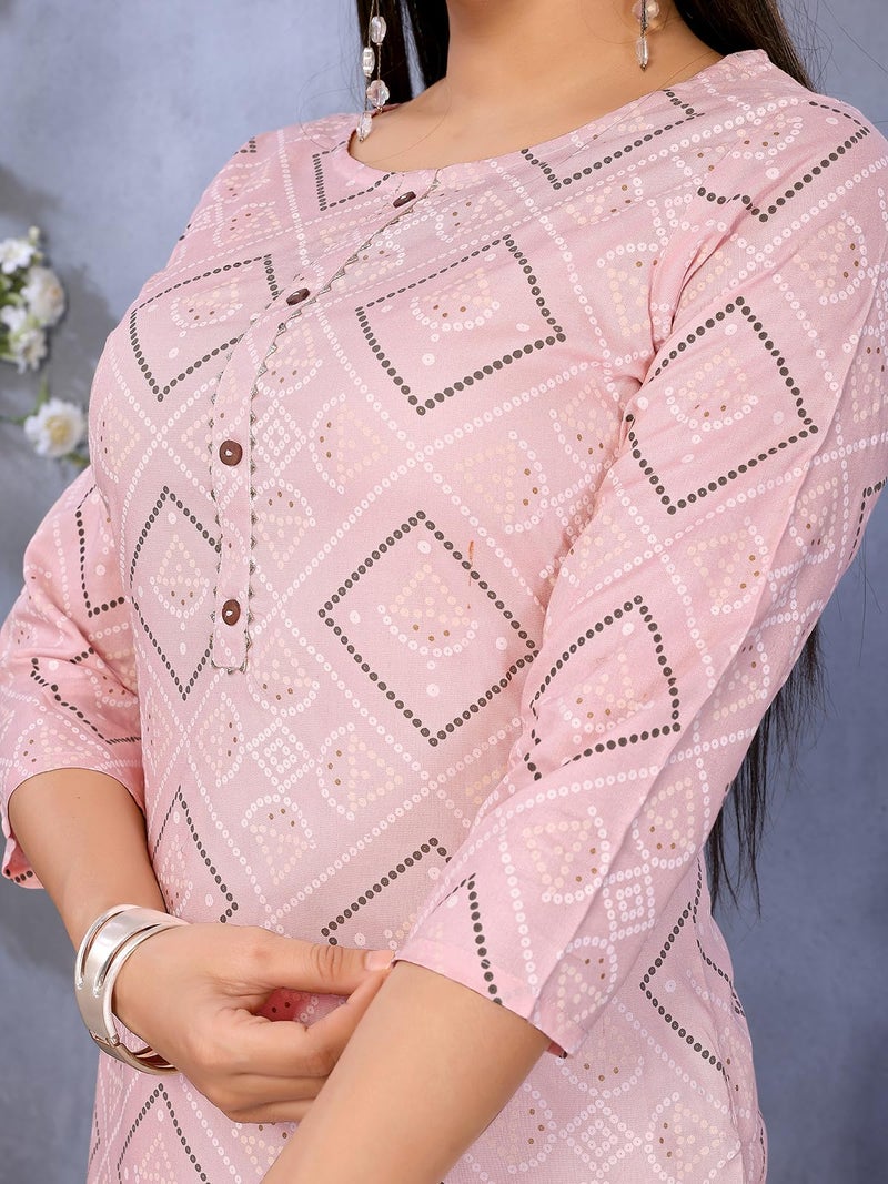 rangita Peach Rayon Straight Printed Knee Length Kurti | Kurta for Women_M - Image 2
