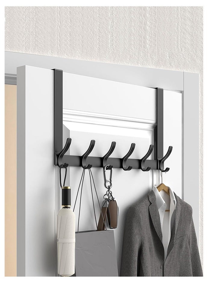 Over The Door Hooks Hanger with 11 inches Extended Arms, Tool-Free Assembly, No Nail Over Door Hanger Holder with 6-Double Hook for Bathroom, Bedroom, Kitchen, Hanging Towels, Coats - Image 1
