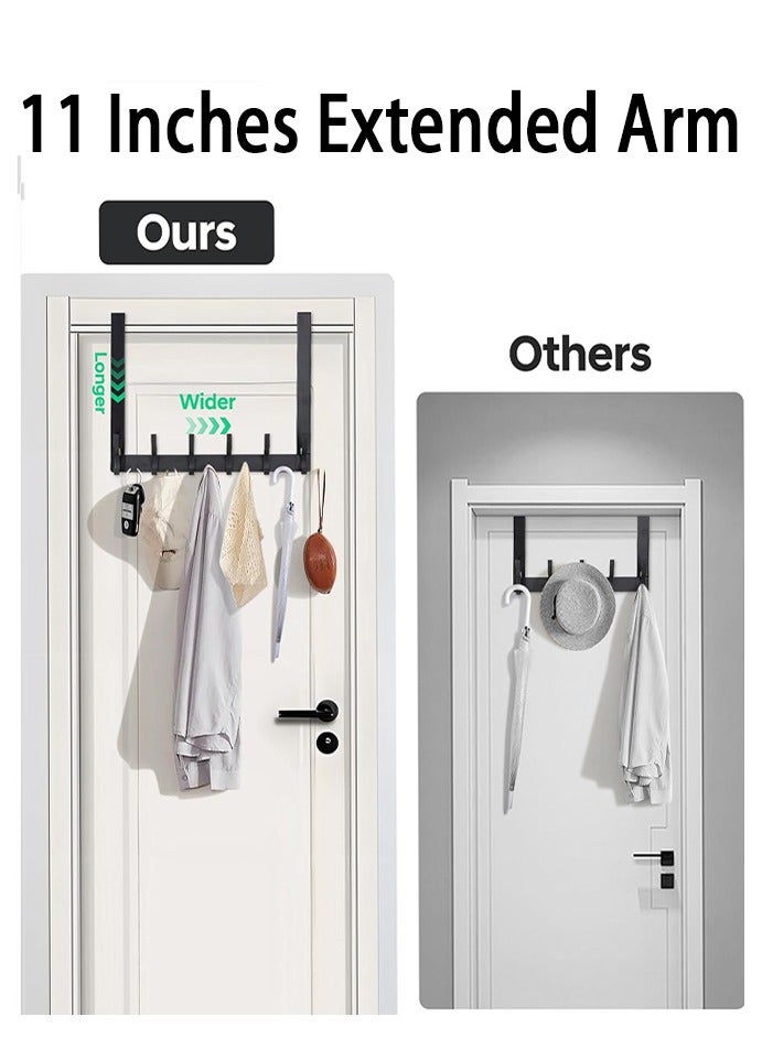 Over The Door Hooks Hanger with 11 inches Extended Arms, Tool-Free Assembly, No Nail Over Door Hanger Holder with 6-Double Hook for Bathroom, Bedroom, Kitchen, Hanging Towels, Coats - Image 4