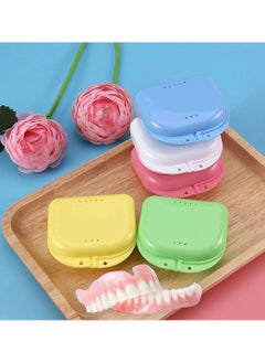 Excefore Denture Case 5 Pcs Retainer False Teeth Container Box, Mouth Guard Case with Air Vent Holes Teeth Brace Mouth Guard Storage for Travel  - Image 1