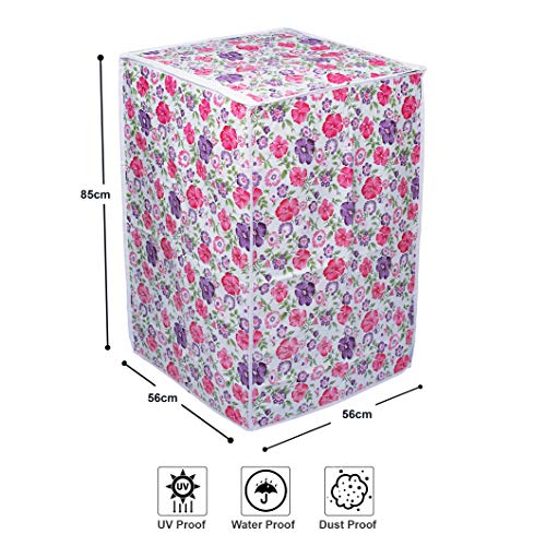 Vintage Pro Washing Machine Cover Suitable for Top Load LG 6 Kg, 6.5 Kg, 7 Kg, 7.5 Kg (56cmsX56cmsX85cms, White & Pink Flower) - Image 5