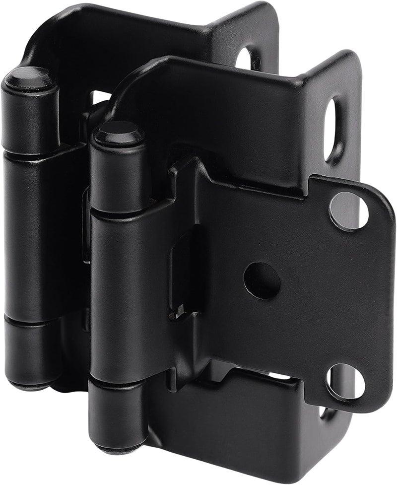 DecoBasics 60 Pack 1/2" Overlay Black Cabinet Hinges for Cabint Doors (30 Pairs) – Partial Wrap Semi-Concealed Self-Closing Face Frame Hinge for Cupboard & Kitchen Doors w/Screws & Quiet Bumpers - Image 1