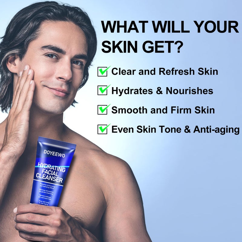 DOYEEWO Skin Care for Men, Hydrate, Firm, Anti-Aging & Wrinkle Mens Self Care Facial Face Routine Kit,Birthday Valentines Gift Baskets for Young Men Him Teen Boy Dad Boyfriend Husband Christmas Gifts Ideas - Image 5