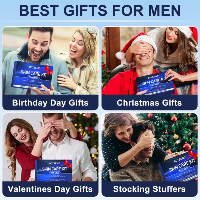 DOYEEWO Skin Care for Men, Hydrate, Firm, Anti-Aging & Wrinkle Mens Self Care Facial Face Routine Kit,Birthday Valentines Gift Baskets for Young Men Him Teen Boy Dad Boyfriend Husband Christmas Gifts Ideas - Image 2