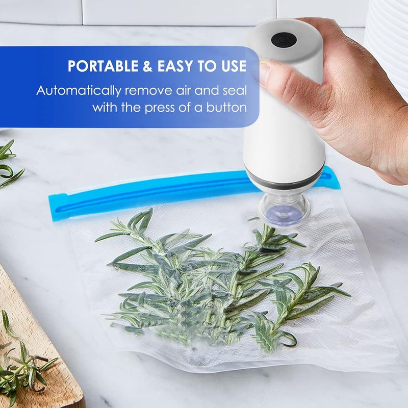 VICARKO Vacuum Food Sealer Save Sealer USB Rechargeable Handheld Pump for Sous Vide and Food Storage with 5 Reusable Zipper Vacuum Bags Compatible with Anova Joule Sous Vide Machine - Image 5