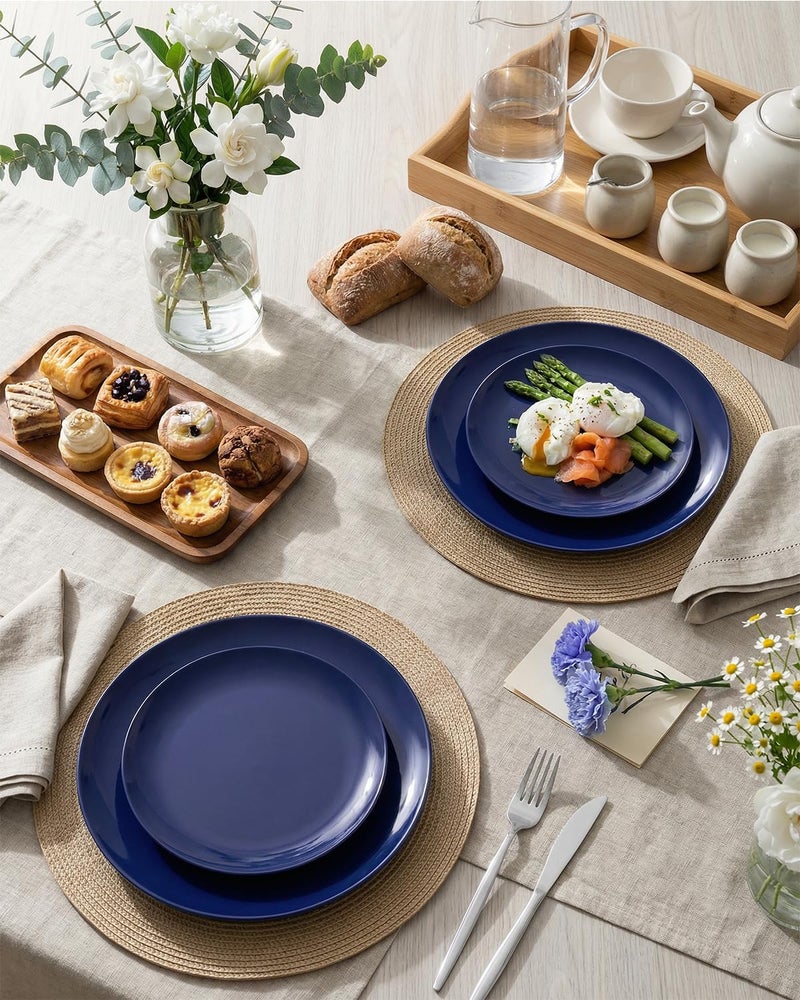 PULOTE 100PCS Blue Plastic Plates - Heavy Duty Navy Blue Disposable - Include 50PCS 10.25inch Dinner & 50PCS 7.5 inch Dessert/Salad Plates - Ideal for Party & Labor Day - Image 5