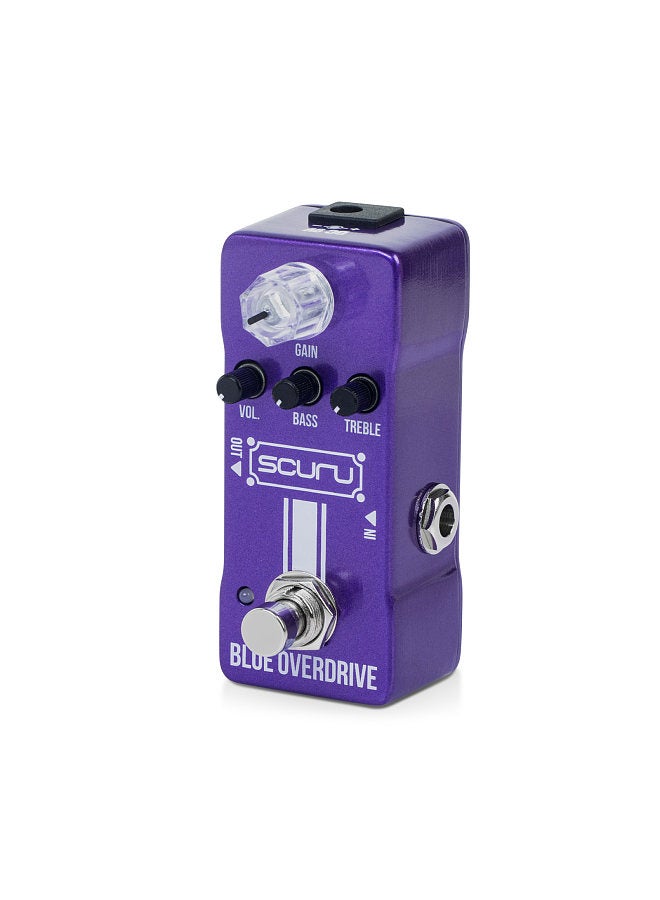 Generic SCURU Guitar Blue Overdrive Effects Pedal GAIN/VOL/BASS/TREBLE Powerful EQ Stack DC 9V 6.35mm Input/Output Interface Mini Electric Guitar Blue Overdrive Effector with True Bypass  - Image 1
