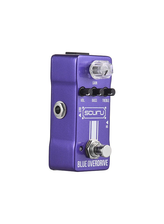 Generic SCURU Guitar Blue Overdrive Effects Pedal GAIN/VOL/BASS/TREBLE Powerful EQ Stack DC 9V 6.35mm Input/Output Interface Mini Electric Guitar Blue Overdrive Effector with True Bypass  - Image 4