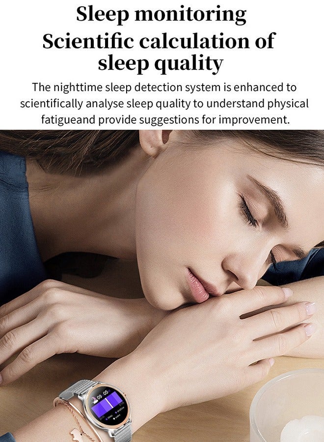 DUNISO 1.32" HD Touch Smart Watch for Women Can Make and Answer Calls Fitness Tracker Heart Rate Sleep Quality Monitor Round Smart Watch IP67 Waterproof Watch Compatible with iOS and Android - Image 5