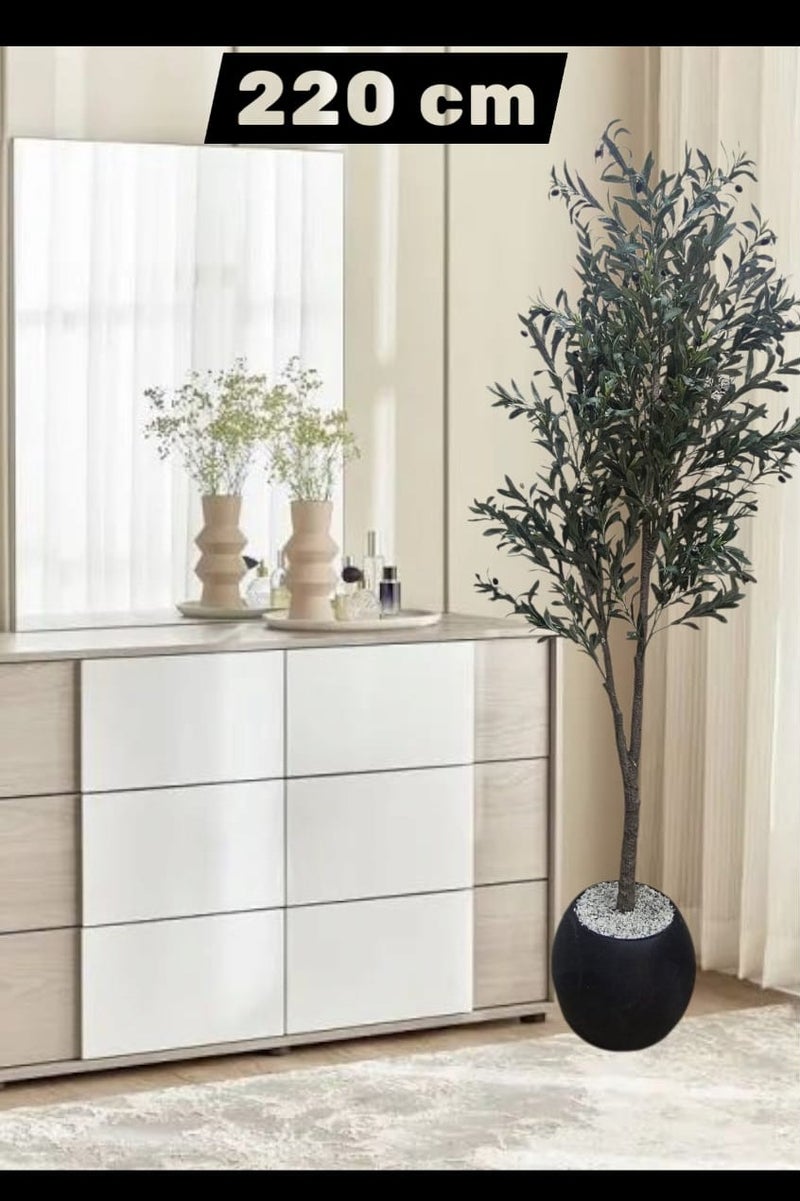 بيت الرواسم شجر زيتون مثمر مع اصيص اسود كبير بتصميم جذاب  اجعل منزلك اكثر اناقة 220 سم - Image 4