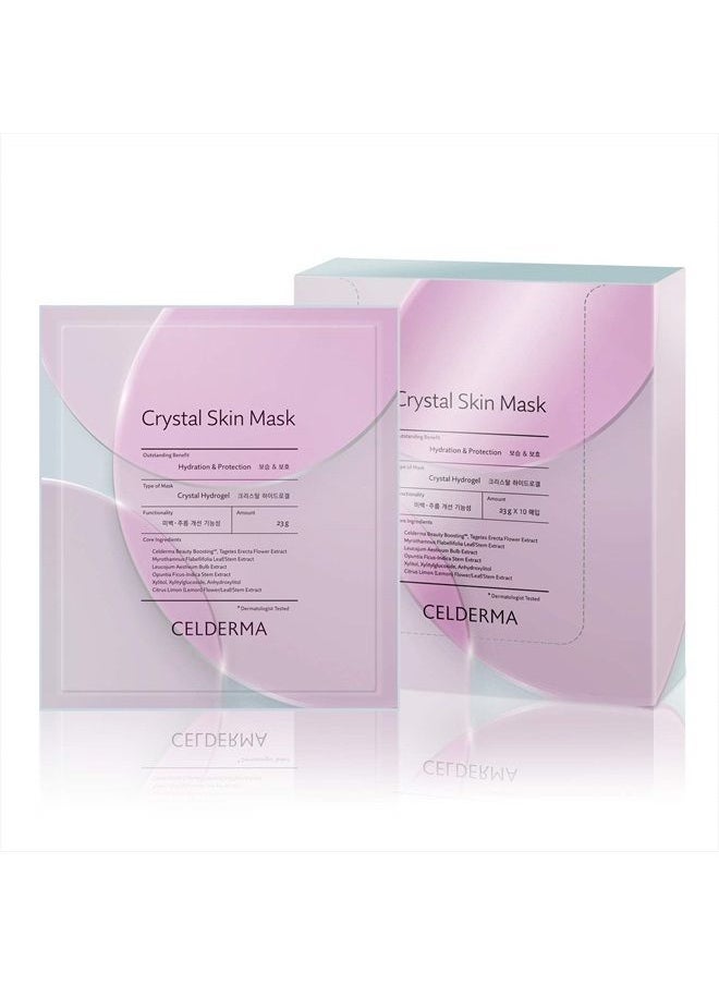 CELDERMA - Crystal Skin Mask [10pcs] Korean Hydrogel Collagen Mask Pack for Dry Skin, Song Ji Hyo Face Skincare Mask - Image 1