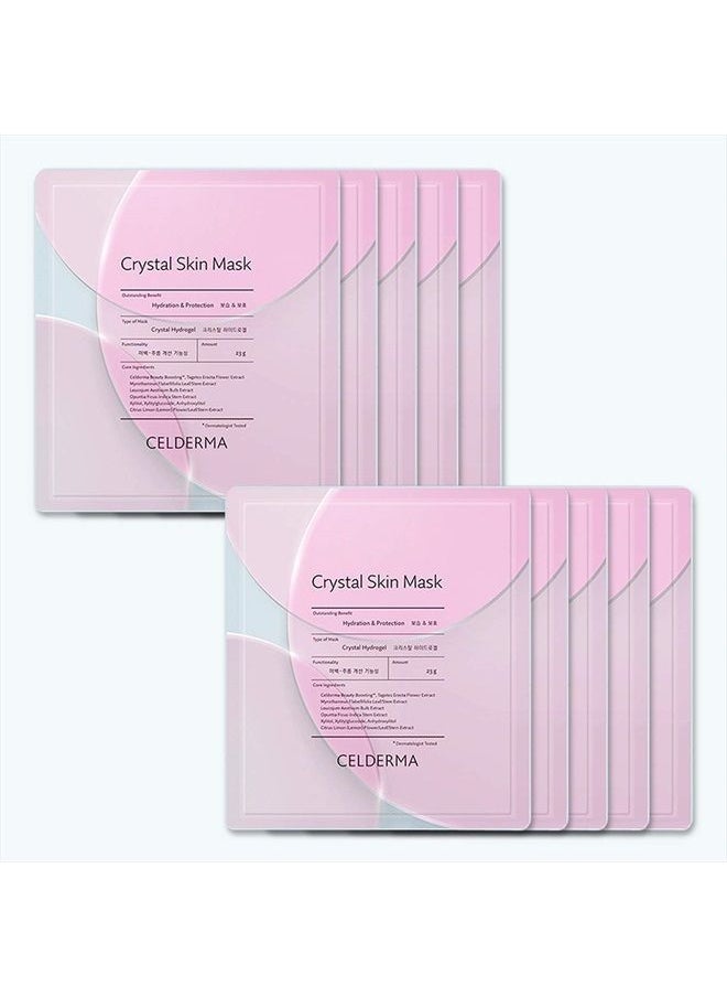 CELDERMA - Crystal Skin Mask [10pcs] Korean Hydrogel Collagen Mask Pack for Dry Skin, Song Ji Hyo Face Skincare Mask - Image 1
