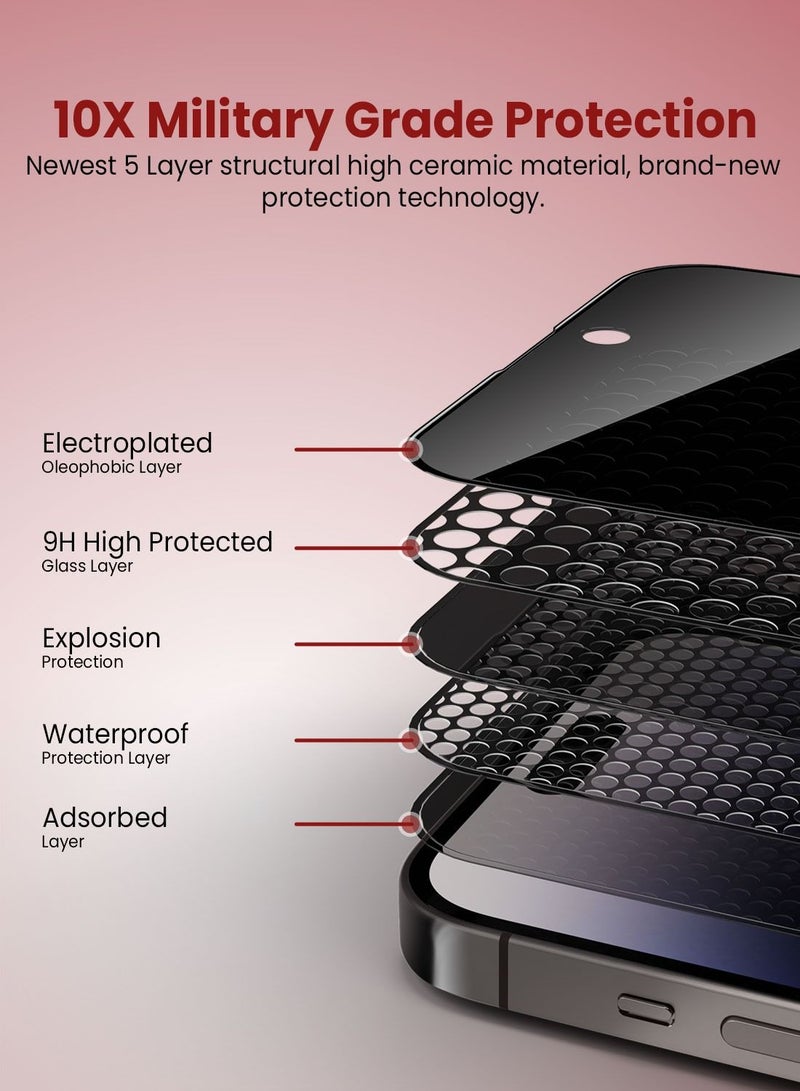 Moxedo Glass Screen Protector Privacy HD 10x Military Grade Protection with Easy Installation Frame Compatible for iPhone 14 Pro 6.1 inch - Image 5